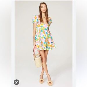 Show Me Your MuMu Floral Mini Dress - Pink and Orange